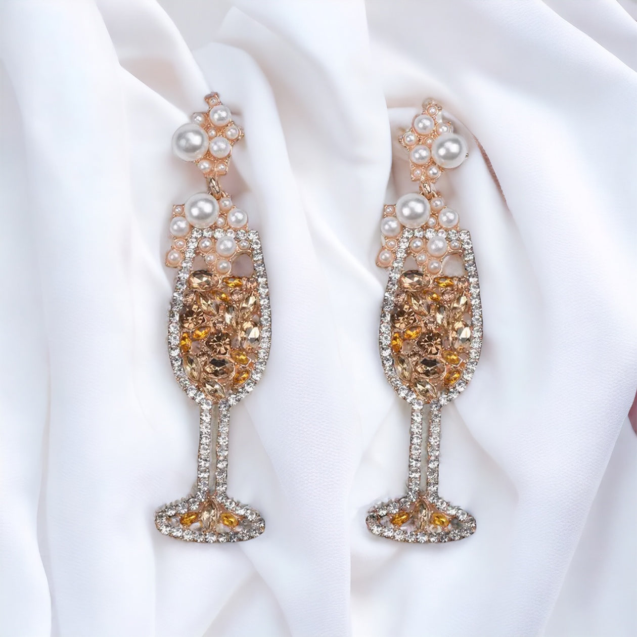 Champagne Earrings - Wine Glass, Gold Champagne, Champagne Bottle, Wine Earrings, Wine Jewelry, Poppin Bottles, Wine Accessories