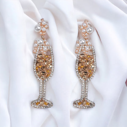 Champagne Earrings - Wine Glass, Gold Champagne, Champagne Bottle, Wine Earrings, Wine Jewelry, Poppin Bottles, Wine Accessories