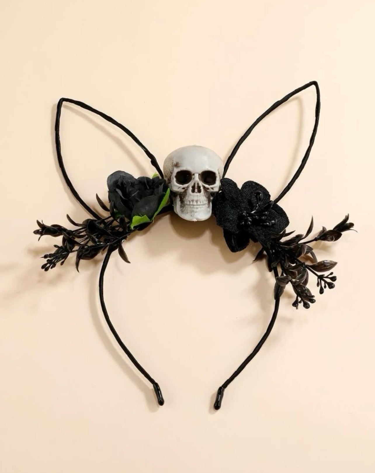 Halloween Headband - Handmade Headpiece, Halloween Headpiece, Skull Bow, Skull Headpiece - Rhythms of Grace Creative