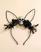 Halloween Headband - Handmade Headpiece, Halloween Headpiece, Skull Bow, Skull Headpiece - Rhythms of Grace Creative