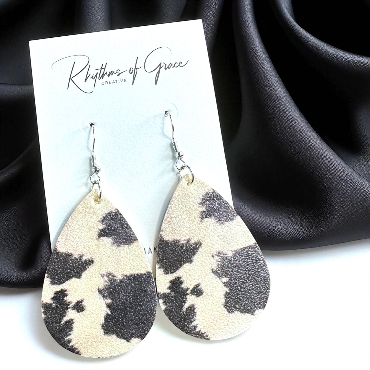 Cow Print Teardrop Earrings – Chic, Cowgirl, & Totally Rodeo Ready!