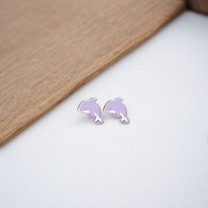 Make a Splash with Purple Dolphin Stud Earrings!