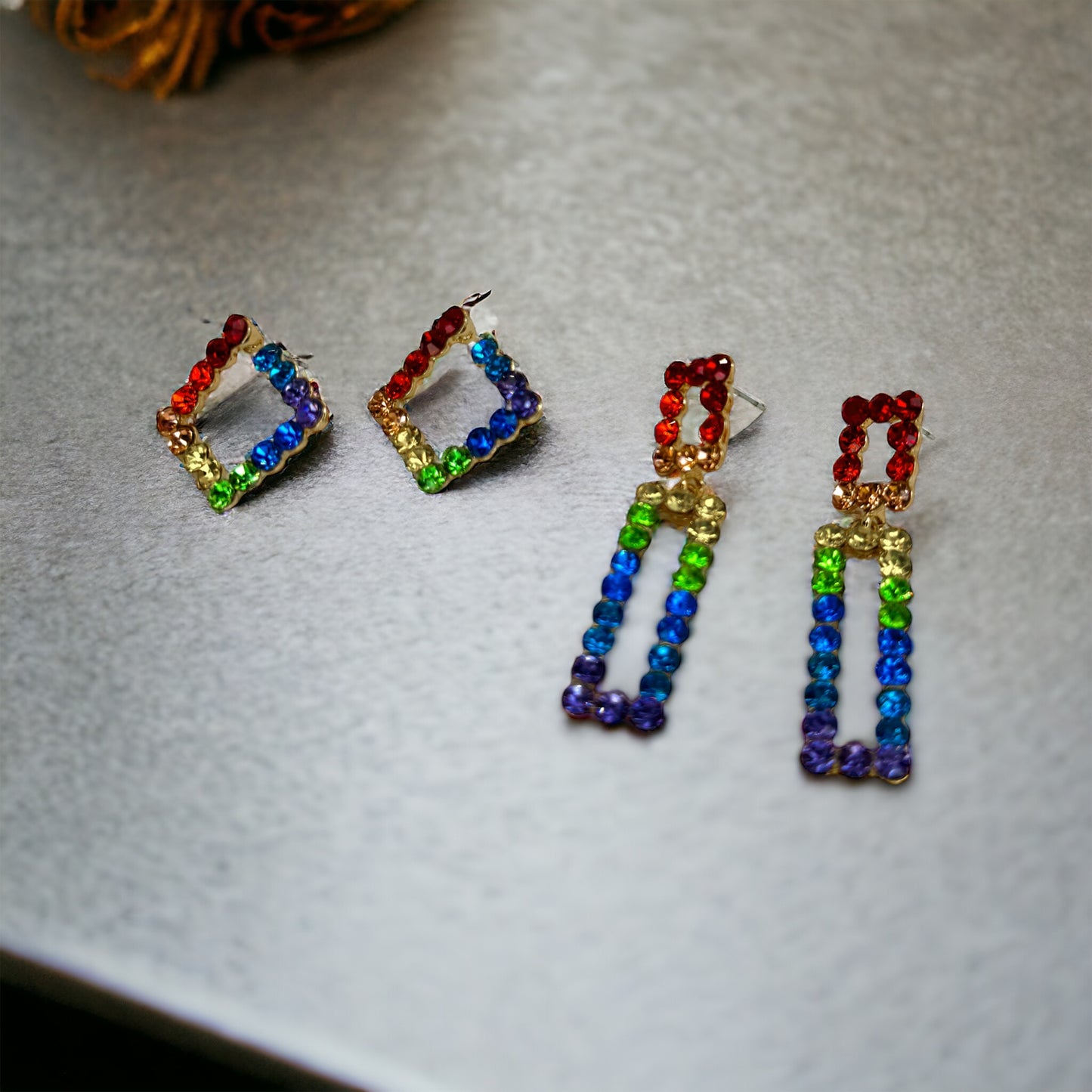Sparkle with Pride: Rhinestone Rainbow Earrings