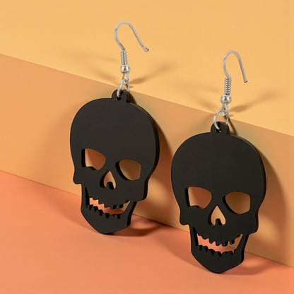 Spooky Chic: Black Skull Dangle Earrings for the Bold at Heart!