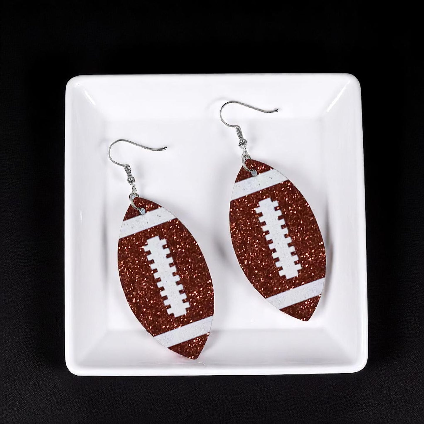 Score Big with Sparkle! Glitter Football Dangle Earrings 🏈