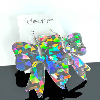 Sparkle & Spook: Holographic Bow Earrings for a Stunning Glam!