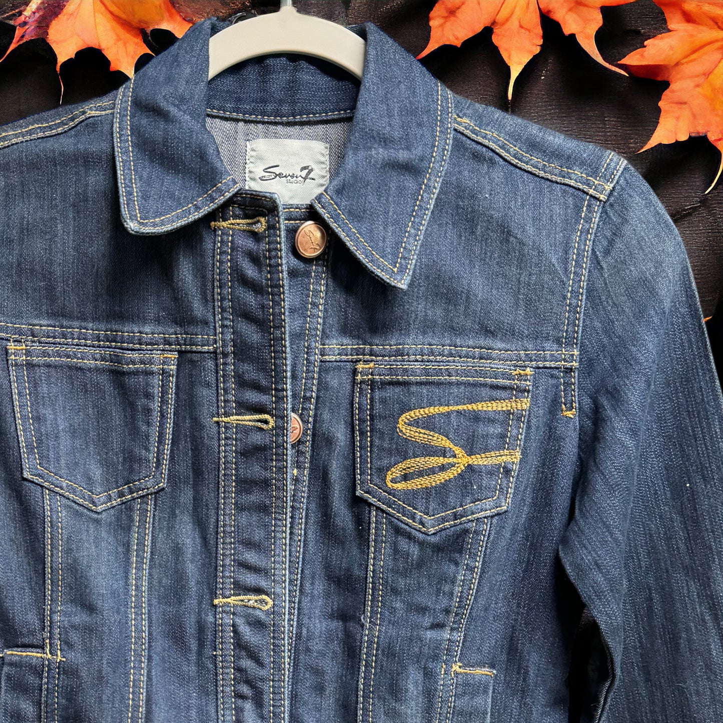 Hand Painted Jean Jacket: “In My Pumpkin Spice Era” I Ladies Size Small