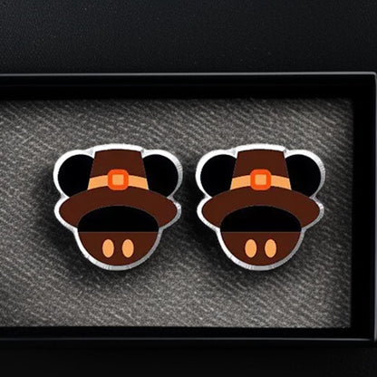 Thanksgiving Chic: Adorable Mouse Ears Pilgrim Hat Stud Earrings!