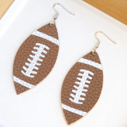 Score Big With Leather Football Dangle Earrings 🏈