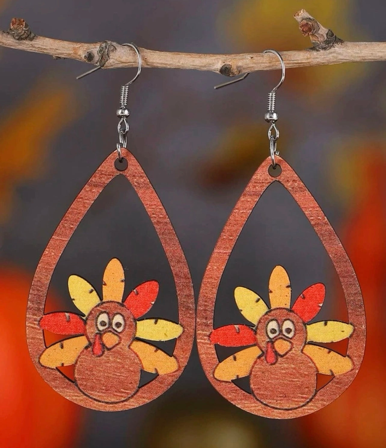 Turkey Earrings - Thanksgiving Earrings, Thanksgiving Accessories, Turkey Trot, Turkey Accessories - Rhythms of Grace Creative