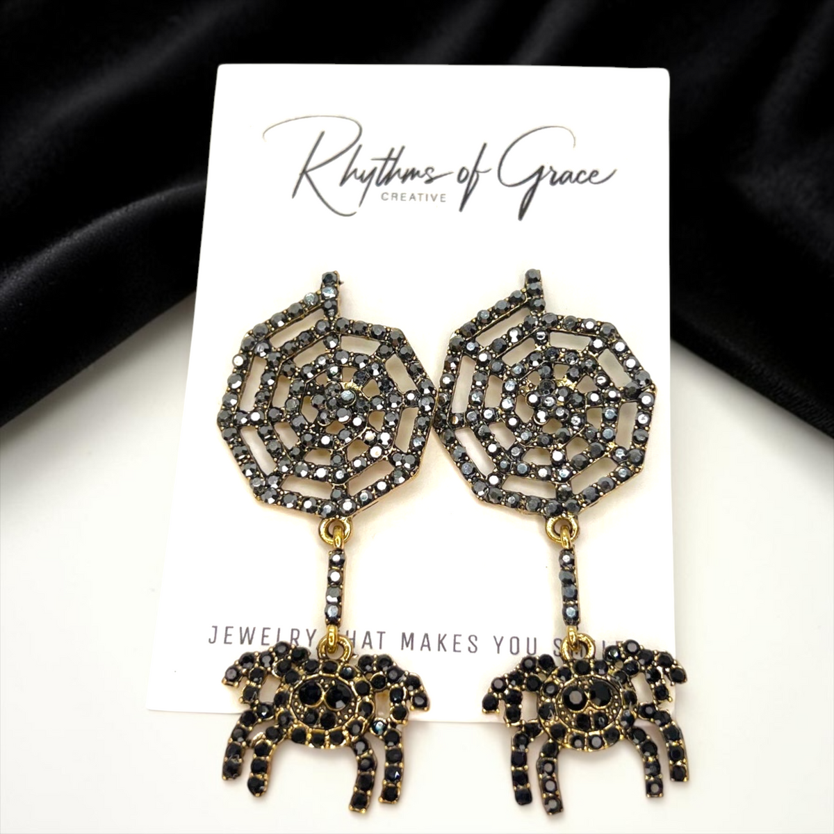 Enchanting Rhinestone Spider Earrings - Spooktacular Style for Every Occasion!