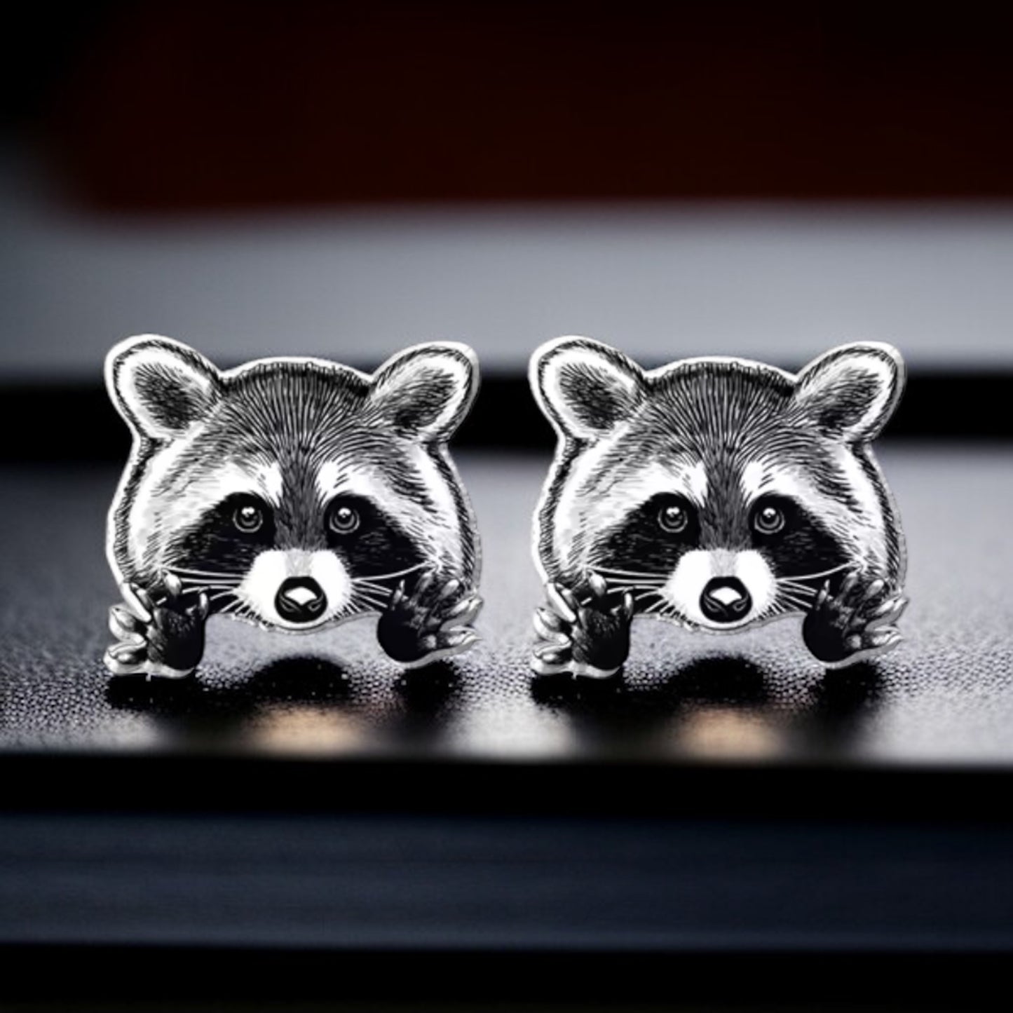 Ravishing Raccoon Stud Earrings - Double the Cuteness!