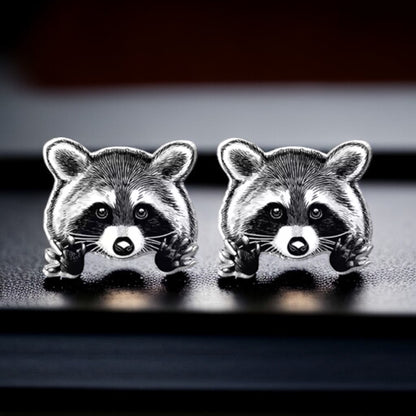 Ravishing Raccoon Stud Earrings - Double the Cuteness!