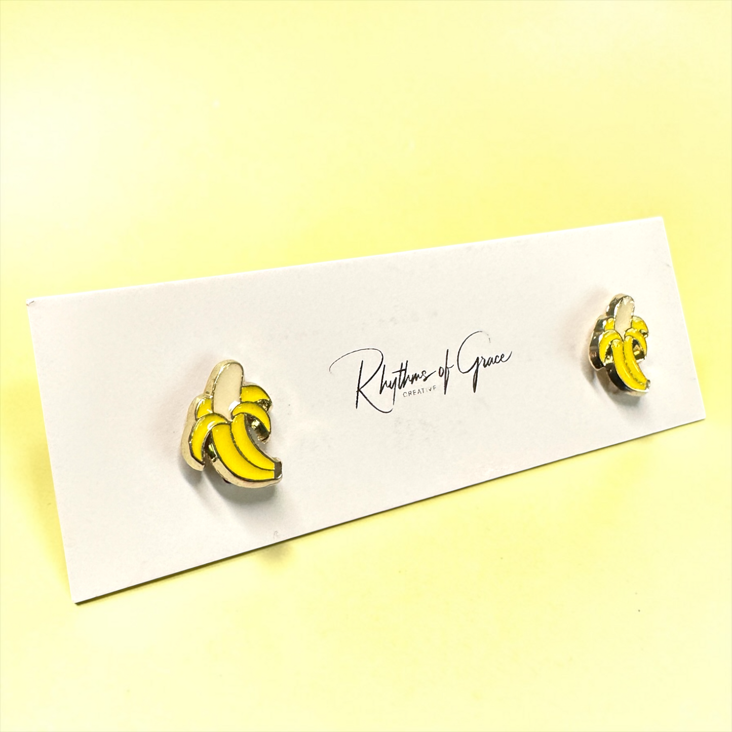 Banana Enamel Stud Earrings | Cute Baseball Fan Jewelry | Savannah Bananas Inspired | Stainless Steel Posts | Gift for Kids & Adults