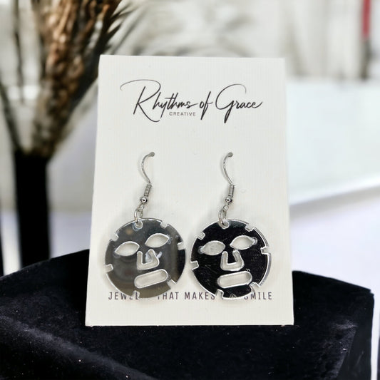 Mask Earrings - Halloween Earrings, Hannibal Lector Earrings, Scary Halloween, Halloween Earrings, Halloween Costume, Scary Mask - Rhythms of Grace Creative