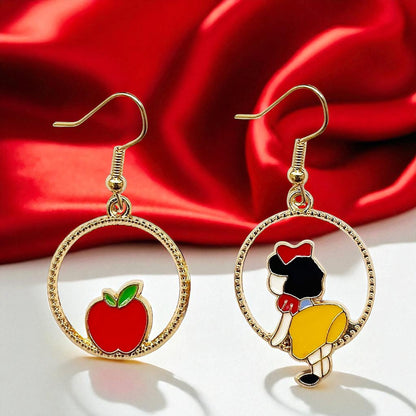 Fairytale Charm: Snow White & Poison Apple Mismatched Earrings 🍎✨