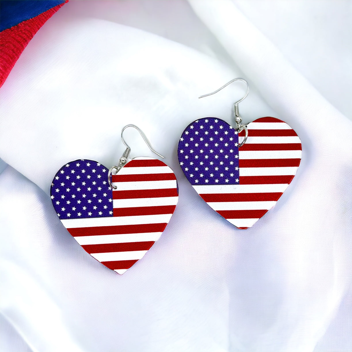 Show Your Spirit with Patriotic Red, White, and Blue Dangle Earrings! 🇺🇸