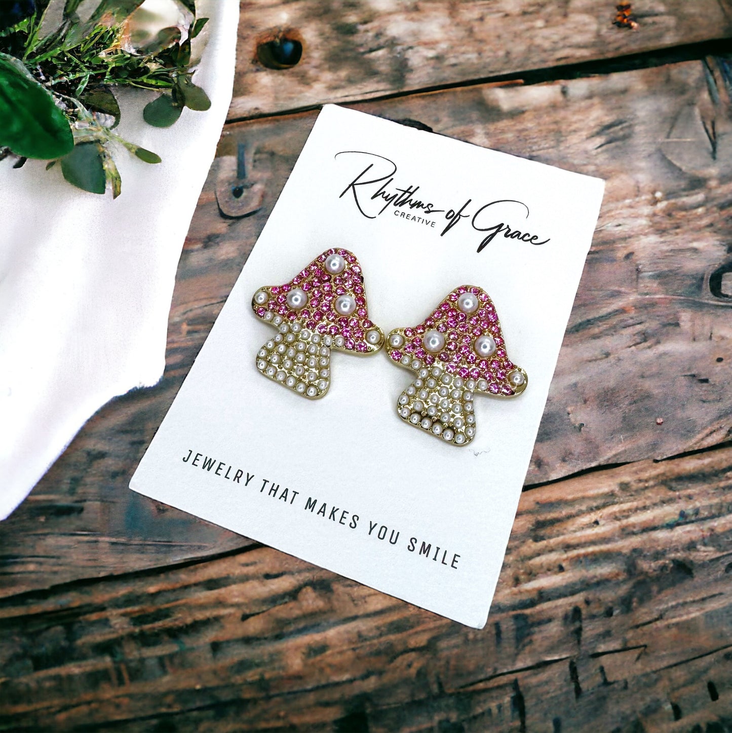 Sparkle in Style with Our Rhinestone Mushroom Earrings!