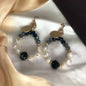 Delicate Beaded Earrings - Delicate Earrings, Gold Earrings, Bead Earrings, Blue Stones, Black Stones, Topaz Earrings - Rhythms of Grace Creative