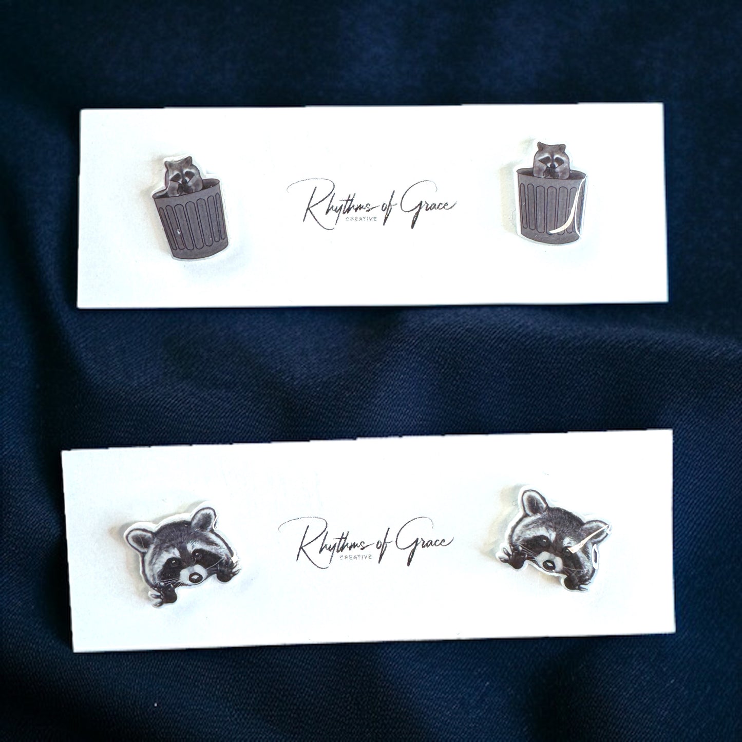 Ravishing Raccoon Stud Earrings - Double the Cuteness!