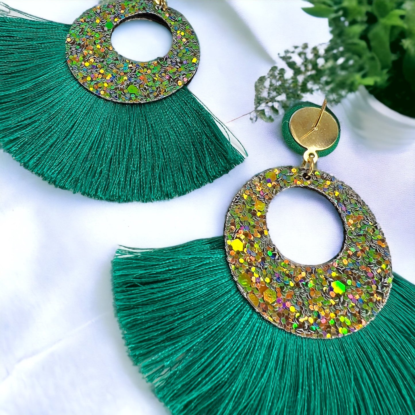 Get Your Sparkle On: Dazzling Green Glitter Fringe Earrings! - Rhythms of Grace Creative