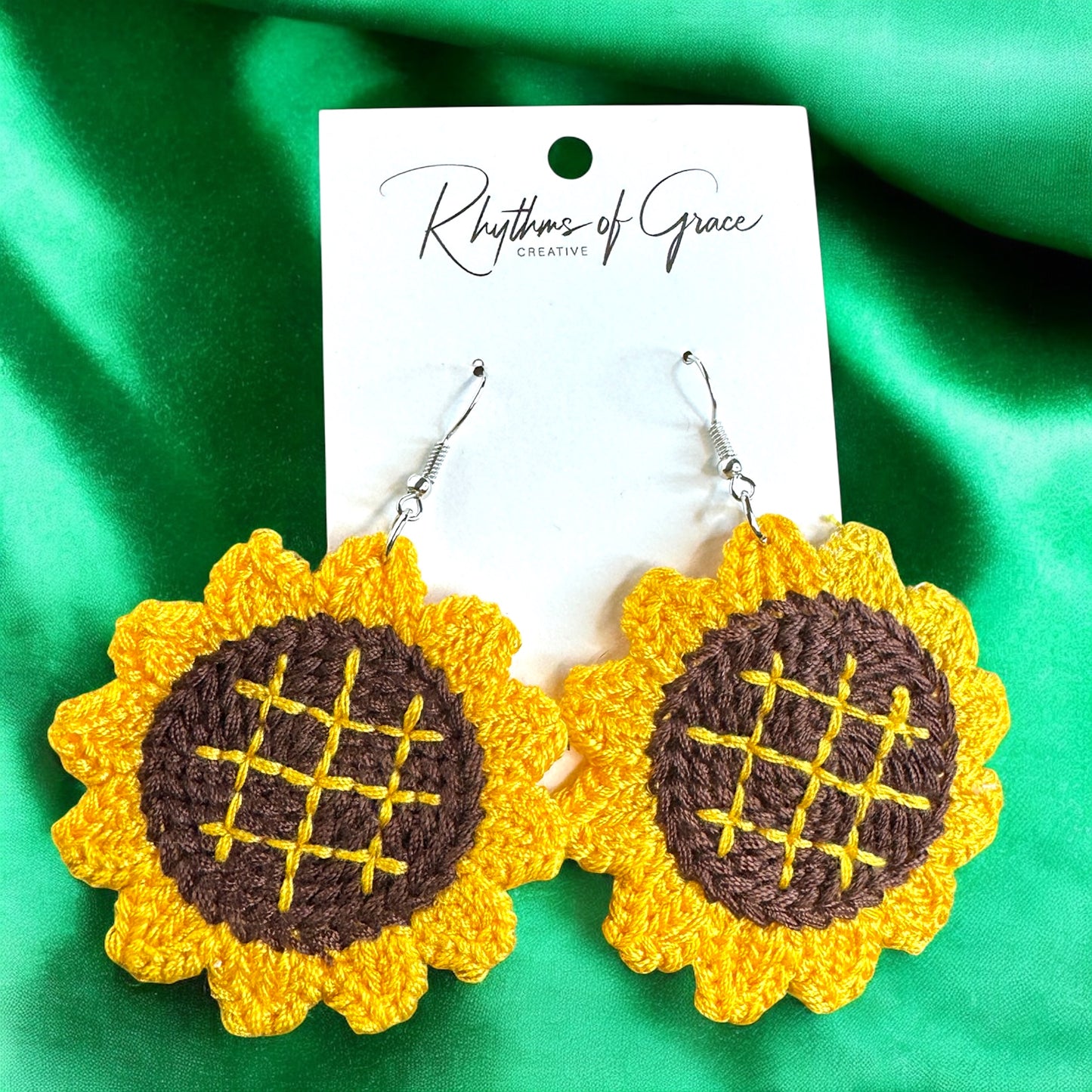 Bloom in Boho Style: Colorful Knit Sunflower Earrings! 🌻
