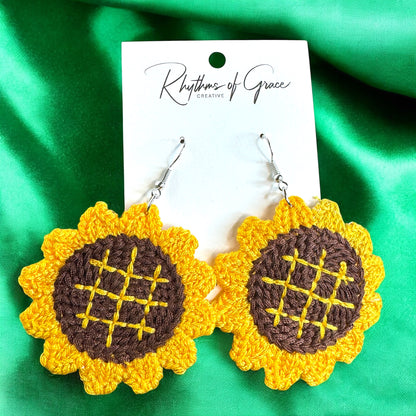 Bloom in Boho Style: Colorful Knit Sunflower Earrings! 🌻