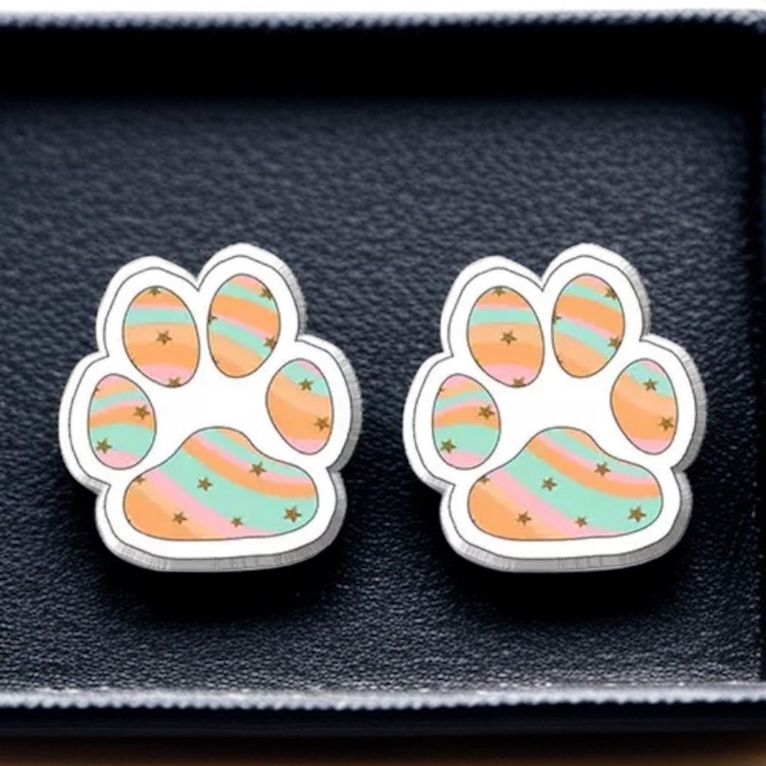 Vibrant Paw Print Studs – A Purr-fect Gift!