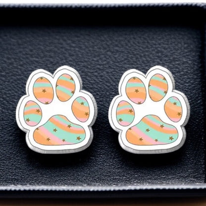 Vibrant Paw Print Studs – A Purr-fect Gift!