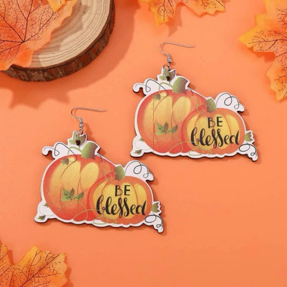 Be Blessed Earrings - Thanksgiving Earrings, Thanksgiving Accessories, Turkey Trot, Autumn Earrings - Rhythms of Grace Creative
