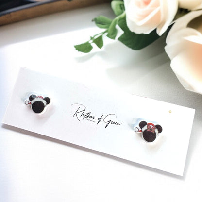 Festive Fun: Christmas Mouse Ears Stud Earrings - Perfect for Holiday Cheer!