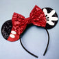 Mickey Mouse Inspired Ears Headband with Red Sequin Bow - Brand New!