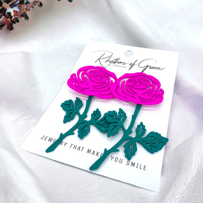 Blossom Into Boldness: Hot Pink Flower Earrings!