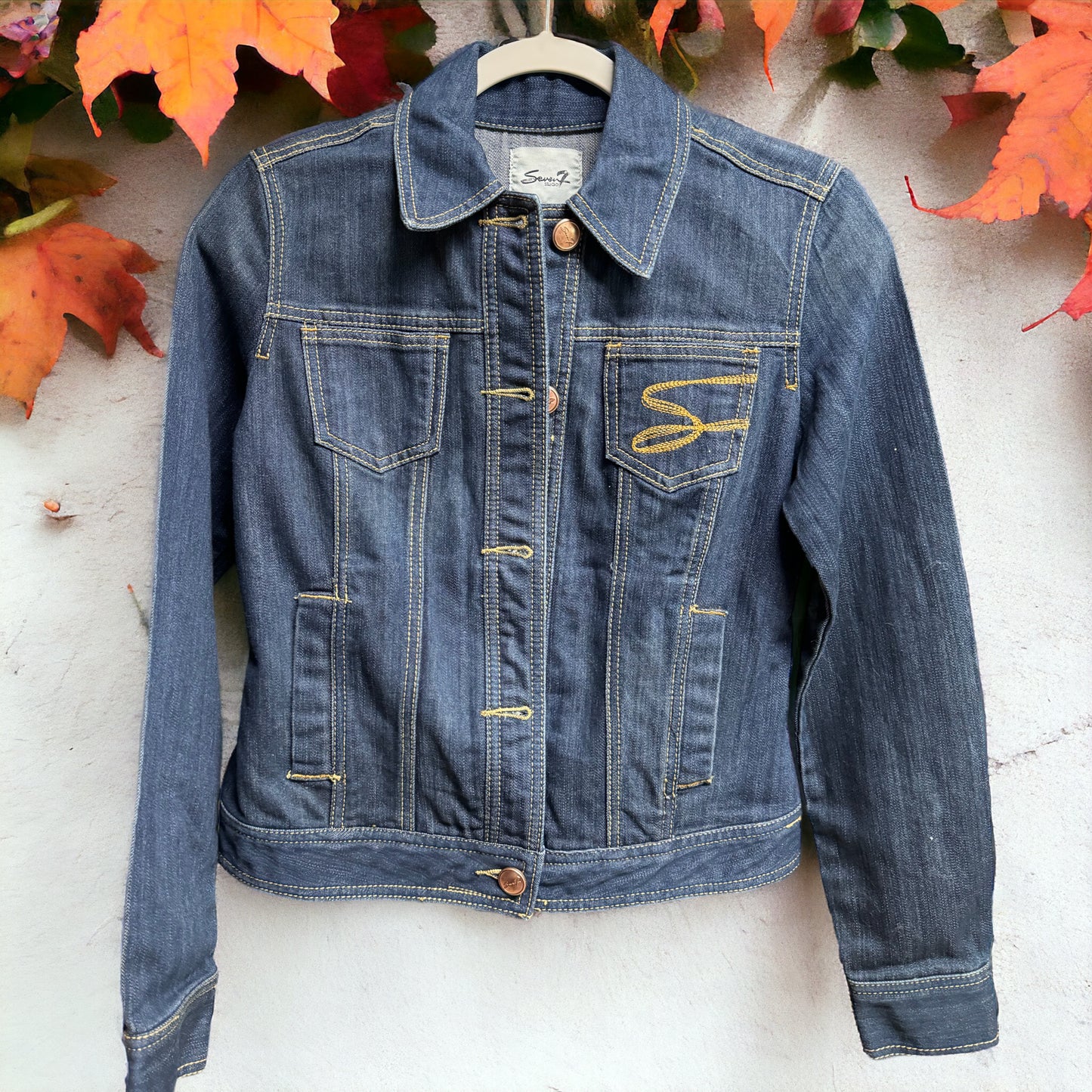 Hand Painted Jean Jacket: “In My Pumpkin Spice Era” I Ladies Size Small