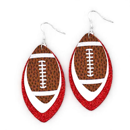 Game Day Glam: Red and White Football Earrings for the Ultimate Fan!