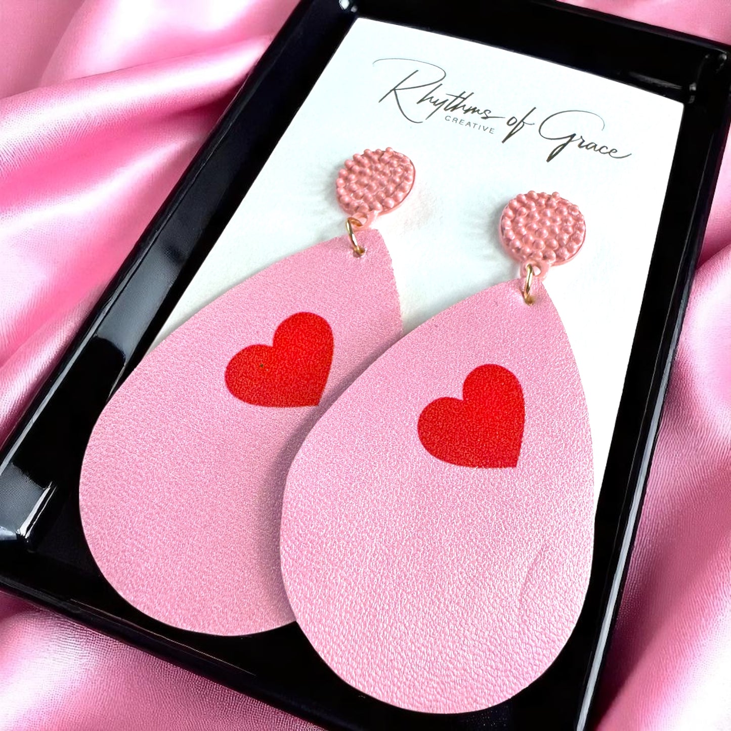Teardrop Faux Leather Heart Earrings – Two Stunning Styles