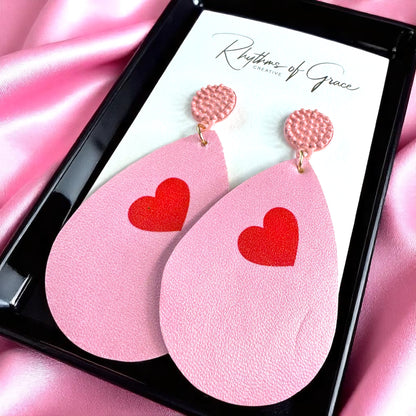 Teardrop Faux Leather Heart Earrings – Two Stunning Styles