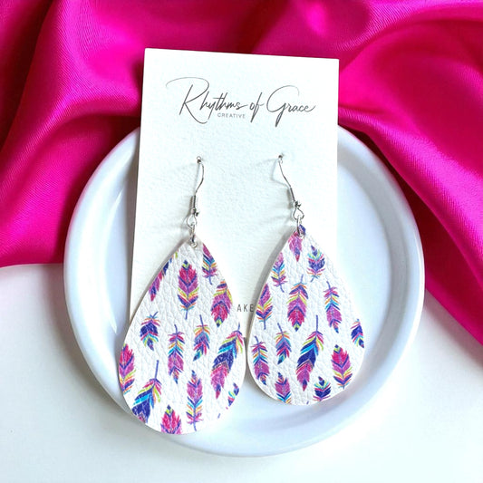 Colorful Feather Teardrop Earrings – Bold, Bright & Totally Fun!