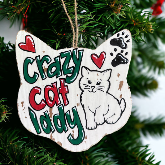 Pawsitively Purr-fect Handprinted Crazy Cat Lady Ornament