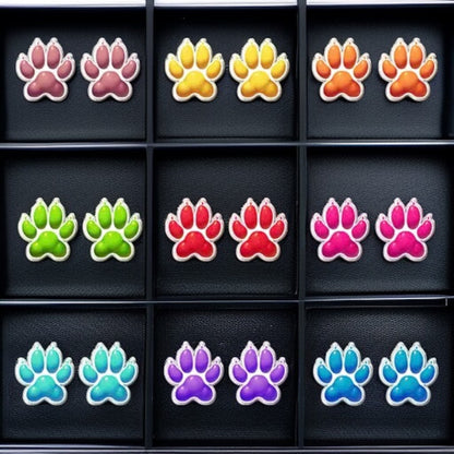 Vibrant Paw Print Studs – A Pawfect Gift! 🐾 10 Colors Available!