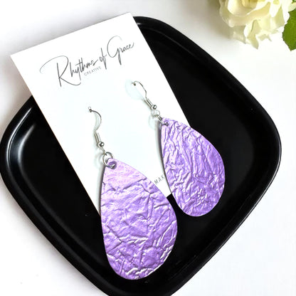 Shimmer & Shine: Metallic Purple Teardrop Earrings
