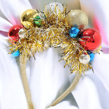 Ho Ho Ho-liday Glam: Red & Green Christmas Ornament Headband!