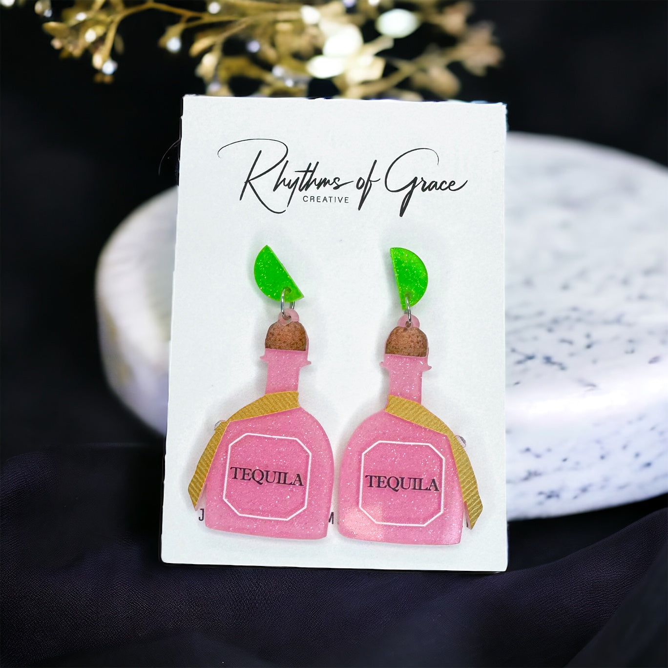 Tequila Earrings - Tequila Shots, Margarita Accessories, Mexican Fiesta, Happy Birthday, Cinco de Mayo