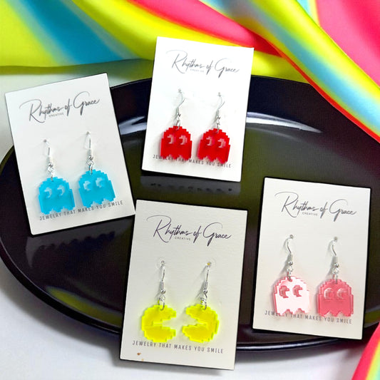 PAC-MAN Party Earrings Set - Embrace 80's Retro with Handmade Dangle Fun! - Rhythms of Grace Creative