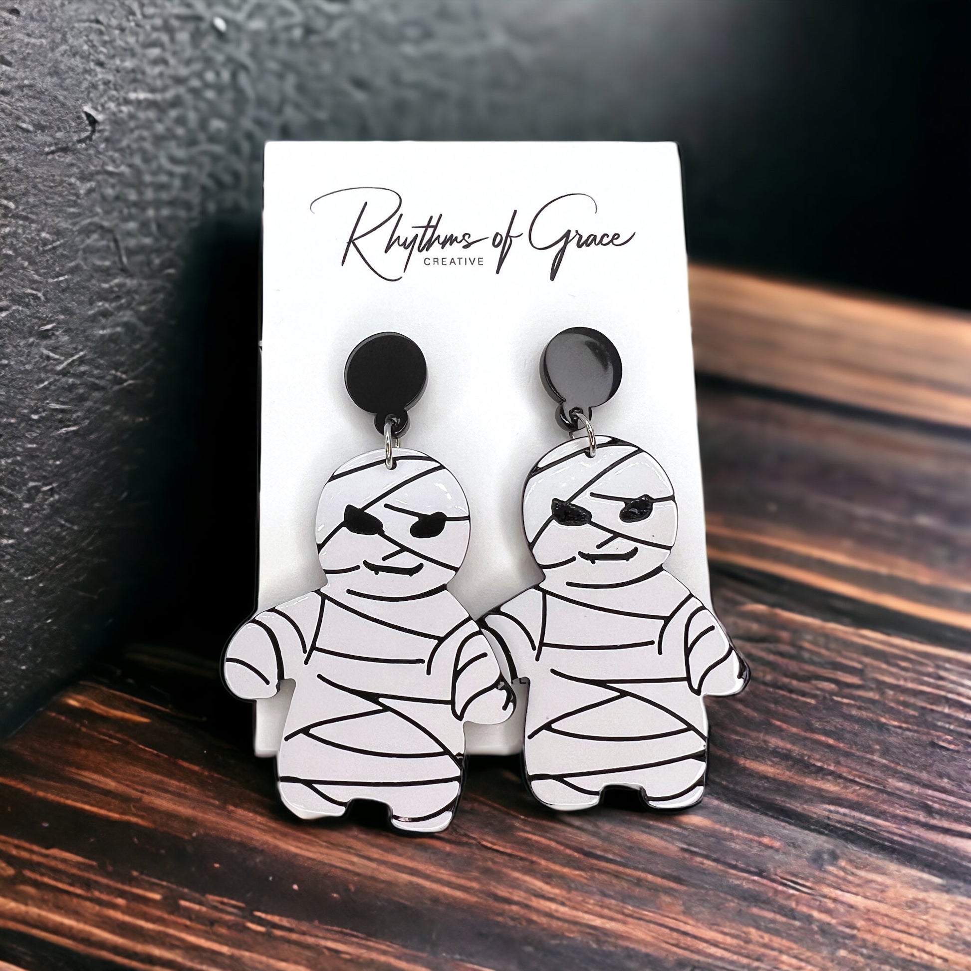 Mummy Earrings - Unwrap the Halloween Fun! - Rhythms of Grace Creative