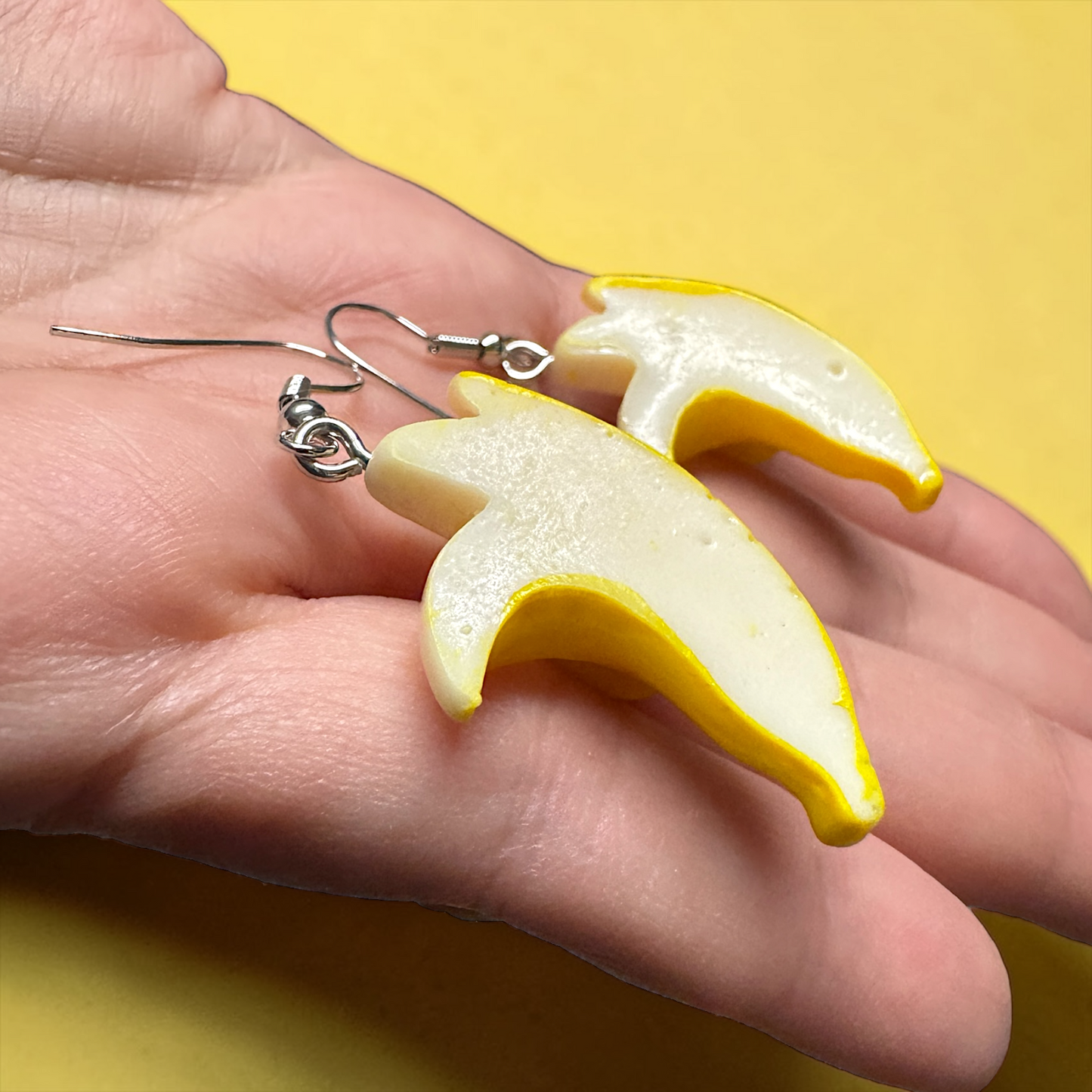 Peeled Banana Dangle Earrings | Savannah Bananas Inspired Jewelry | Fun Acrylic Statement Earrings | Lightweight Fruit Earrings