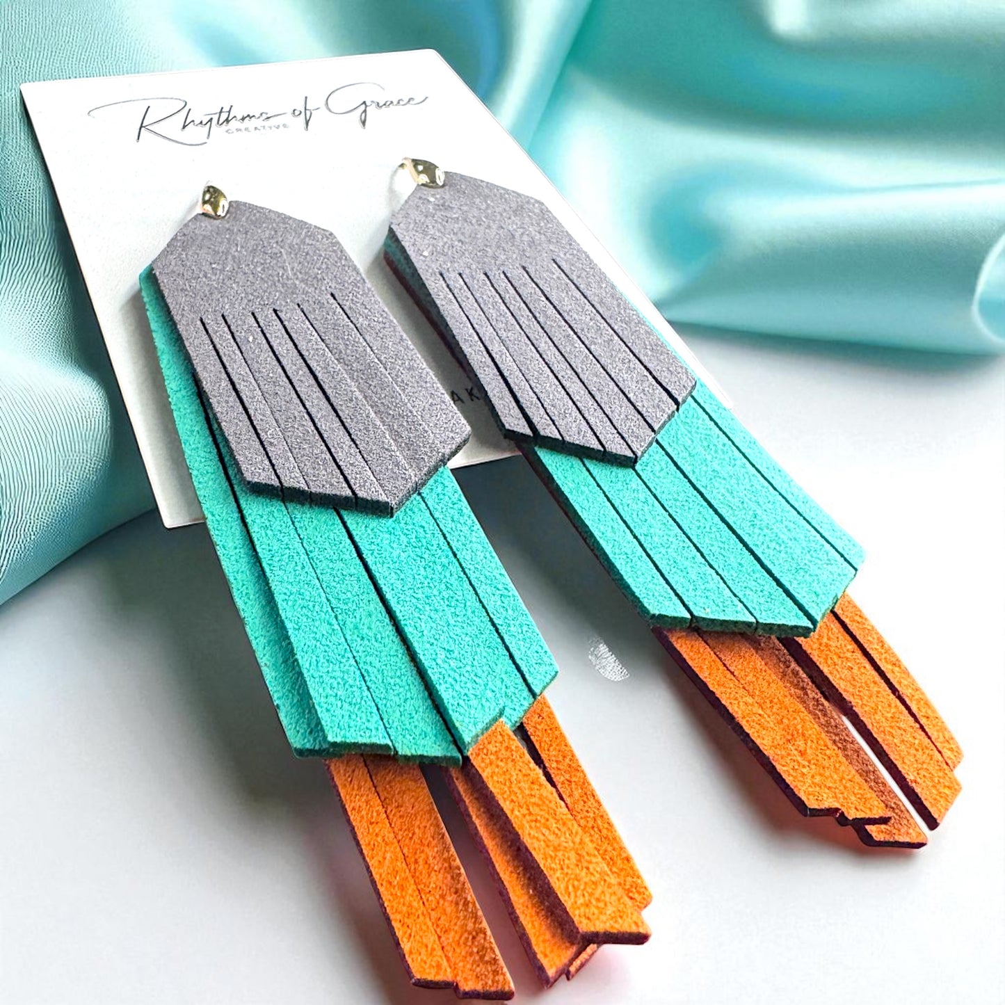 Tri-Colored Fringe Leather Dangle Earrings – Bold, Western & Totally WOW