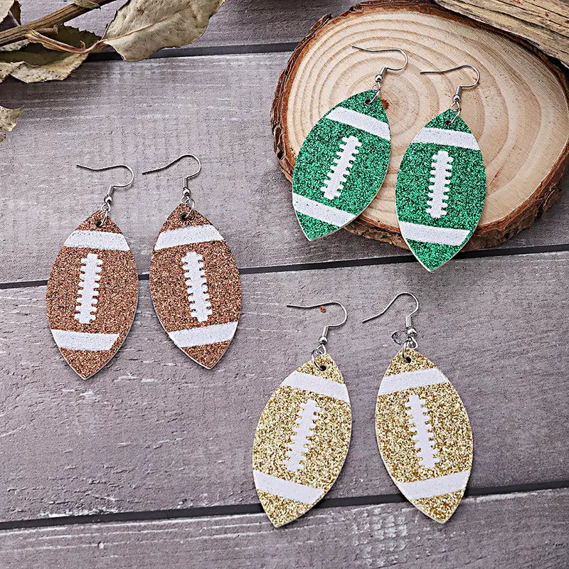 Score Big with Sparkle! Glitter Football Dangle Earrings 🏈