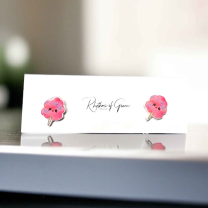 Sweeten Your Style: Adorable Cotton Candy Stud Earrings!