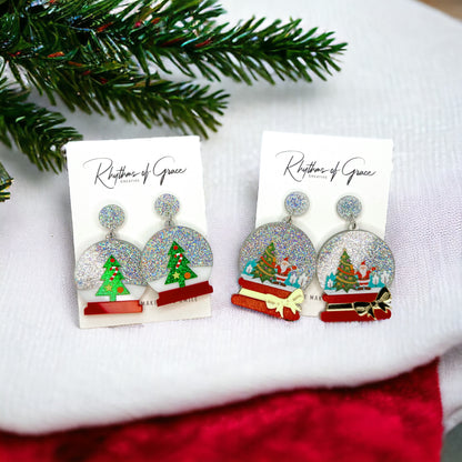 Shake Up Some Holiday Cheer – Snowglobe Dangle Earrings! ❄️🎄